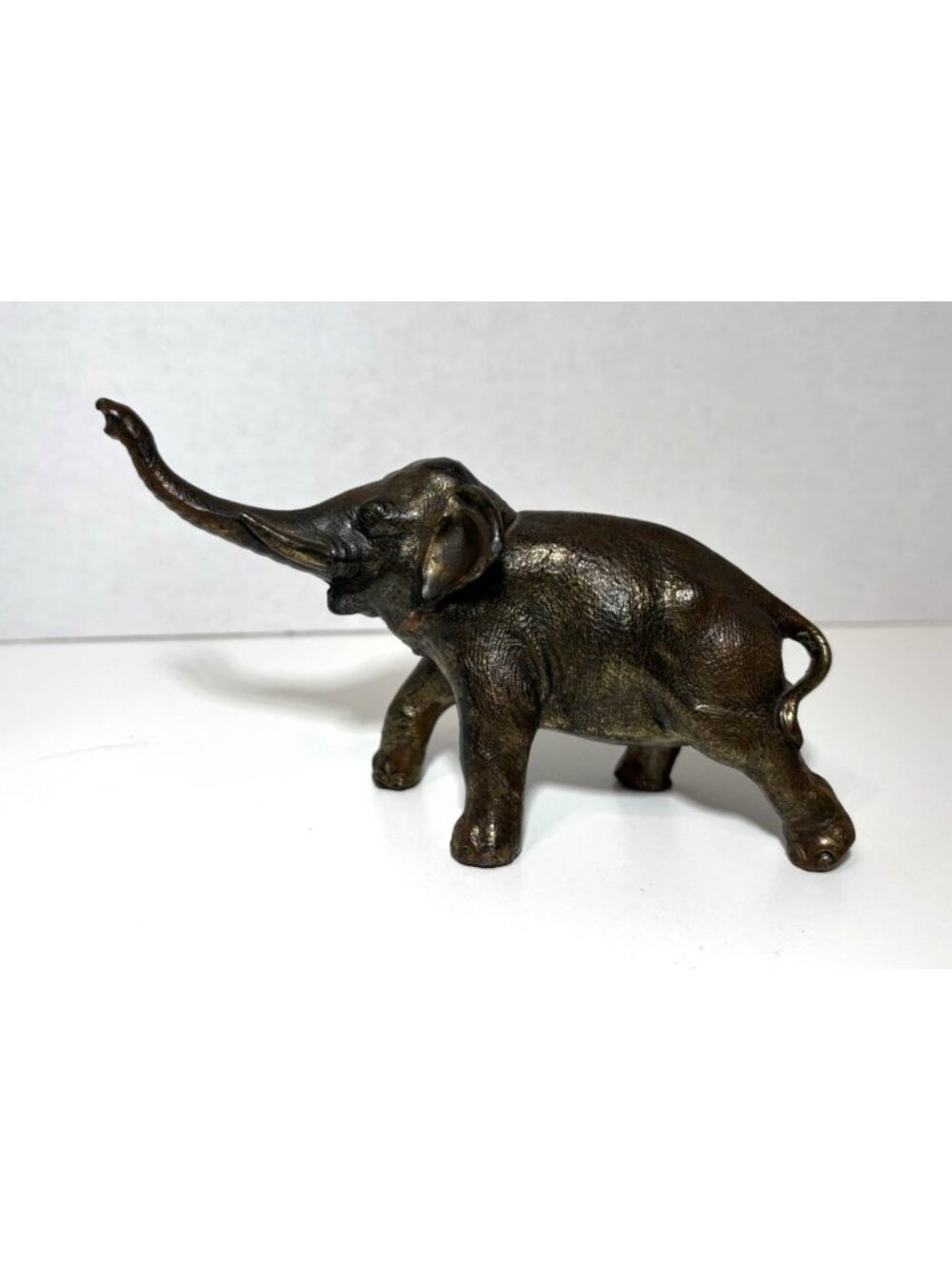 Vintage Cast Brass Elephant Figurine Trunk Up 5.5" Made In Japan Realistic